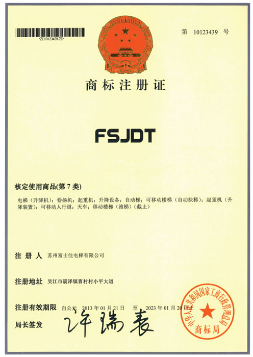 Trademark registration certificate